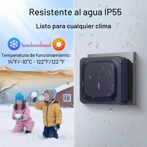 Vista 3 de BN-LINK Timbre inalámbrico, timbre de puerta impermeable, fácil instalación, rango de 1000 pies, volumen ajustable y 58 campanillas, flash LED Negro
