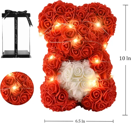 Vista 8 de rose bear Regalos para el día de San Valentín para ella regalos de oso de flores de rosas para niñas mujeres madres novias oso de peluche de rosas
