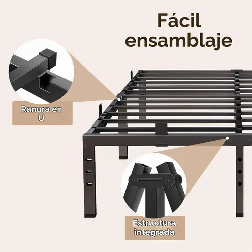 Vista 6 de Susalt - Base de cama metálica tamaño Queen, base de cama con plataforma de 14 pulgadas con espacio de almacenamiento, base de colchón