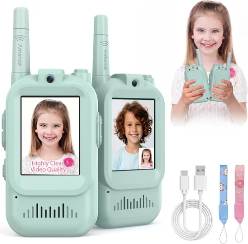 Vista 10 de Walkie Talkies para niños, paquete de 2, radios bidireccionales recargables de largo alcance, juguetes para niños y niñas de 3 a 5 años, aventura al