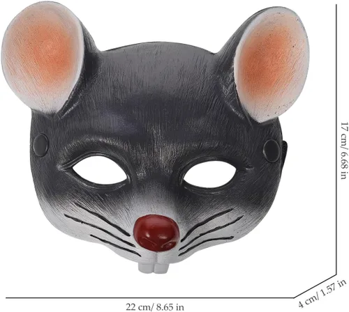 Vista 4 de NOLITOY Máscaras de cabeza de rata para adultos, máscaras de animales para disfraz de Halloween, accesorios de fiesta, máscaras faciales grises