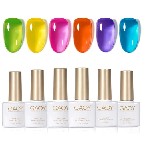 Vista 31 de GAOY - Juego de 6 esmaltes de uñas en gel de color rojo borgoña, incluido el kit de esmaltes en gel de color rojo vino cereza oscuro con luz