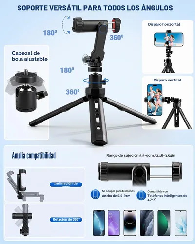 Vista 3 de Kit de vlogging para iPhone/Android, TikTok YouTube Kit de inicio para grabación de video con micrófono inalámbrico magnético, trípode de cámara