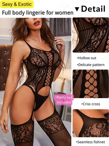 Vista 2 de Kaei&Shi Medias de malla para mujer con curvas, elásticas, no incluidas
