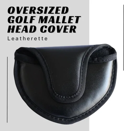 Vista 2 de Mallet Golf Putter Headcover Negro Oversize Leatherette Head Cover