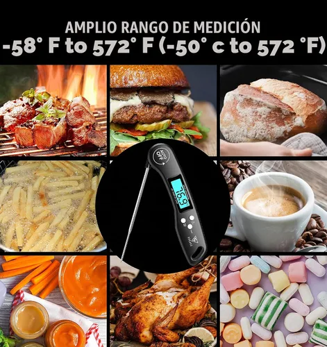 Vista 7 de DOQAUS Termómetro digital para carne, termómetro de alimentos de lectura instantánea para cocinar con pantalla retroiluminada y giratoria Negro