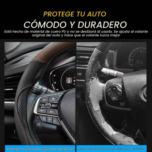 Vista 3 de Mandark Funda para volante de automóvil, de piel de microfibra antideslizante de 15 pulgadas, protector de volante de vehículo, accesorios