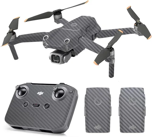 Vista 44 de SopiGuard Skin for DJI Mavic Air 2s Juego completo de calcomanías de vinilo de precisión + controlador + 3 fundas de batería (3M negro carbón)