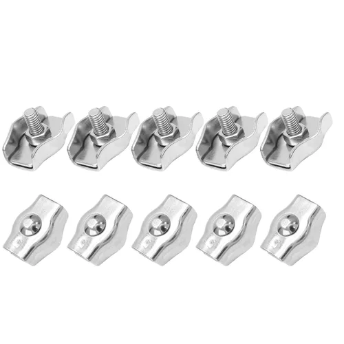 Vista 8 de Bonsicoky Clips de cuerda de alambre dúplex de acero inoxidable M2, 10 unidades Abrazadera de cable doble del perno a dos caras, para el cable