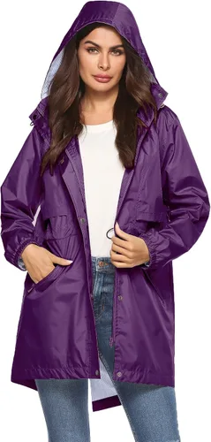 Vista 2 de Avoogue Chubasqueros para mujer, impermeables, con cincha, transpirable, para todo tipo de clima, largo