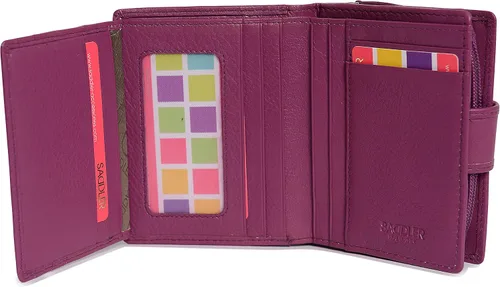 Vista 3 de SADDLER - Cartera de piel de lujo para mujer, con cierre RFID, tamaño mediano, con cierre de cremallera, ideal para monedas de identificación