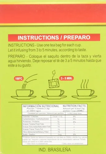 Vista 3 de Té de maracuyá 10 bolsitas de té - Chá de Maracujá 10 sachês - Madrugada - 0.5oz (15g) SIN GLUTEN - (PACK DE 04)