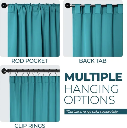 Vista 3 de BLUENILEMILLS Paneles de cortinas opacas para oscurecer la habitación con bolsillo para barra/pestañas traseras, cortinas perfectas para ventanas