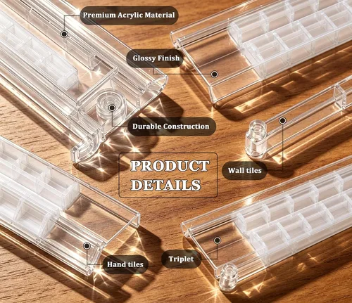 Vista 2 de Clear Mahjong Racks with Pushers, 4 Set Mahjong Tile Rack