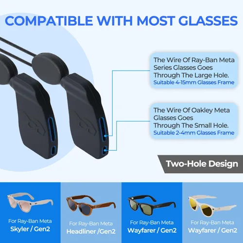 Vista 6 de Estuche rígido para lentes y accesorios para Ray-Ban Meta WayfarerHeadlinerSkyler