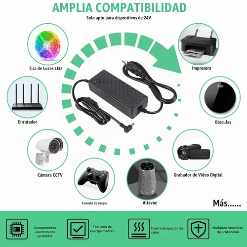 Vista 7 de 24V 6A Power Supply Adapter,AC 100-240V to DC 24Volt 6Amp 144W Transformers