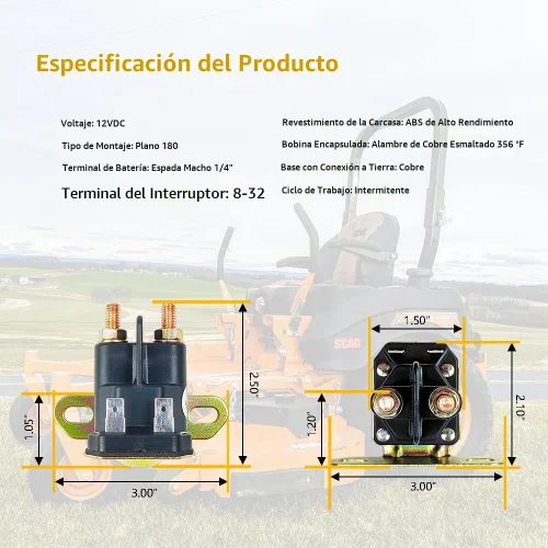 Vista 5 de Relé solenoide de arranque de 12 V con 4 terminales Apto para Cub Cadet John Deere MTD Trombetta, tractor de giro de césped de jardín OEM #