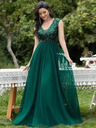 Vista 4 de Ever-Pretty Vestidos de noche largos de retazos de lentejuelas para mujer 0983