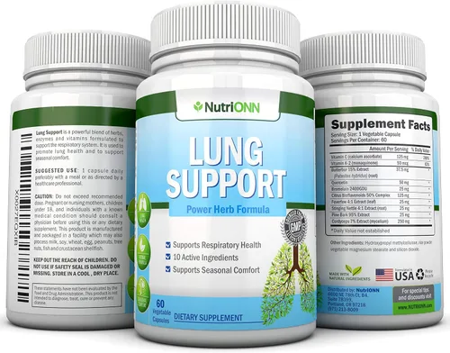 Vista 6 de NutriONN Desintoxicación y limpieza pulmonar - Ideal para fumadores - Extra fuerte - Suplementos 100% herbarios de salud pulmonar - Apoyo