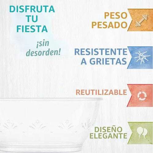 Vista 6 de PLASTICPRO Cuencos de plástico duro de 6 onzas – Cuencos de helado desechables transparentes de calidad premium, paquete de 20