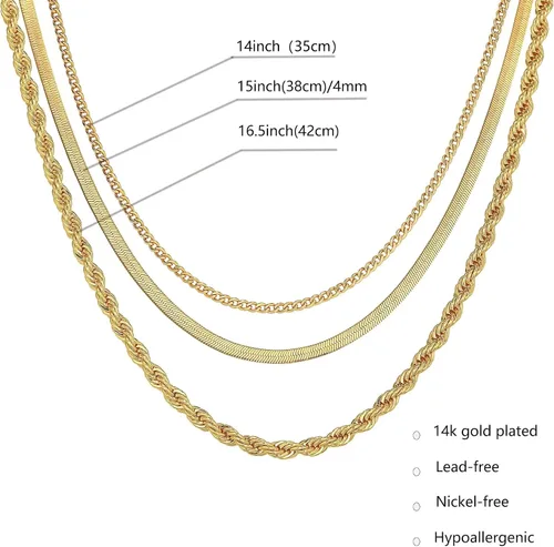Vista 73 de Collares en capas para mujer, chapados en plata, delicada cuerda torcida de serpiente, delicado collar en capas, gargantilla de diferentes