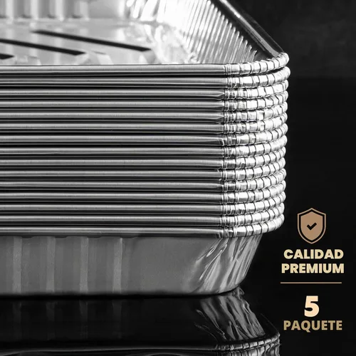 Vista 7 de PLASTICPRO Bandejas de Aluminio Paquete de 5 Bandejas Desechables para Galletas 9'' x 13'' Bandejas para Hornear de Calidad Premium Extra