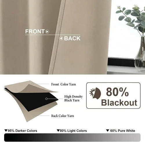 Vista 2 de Gwine Cortinas opacas para dormitorio, 54 pulgadas de largo, paneles de cortina de ventana con aislamiento térmico y reducción de ruido, cortinas