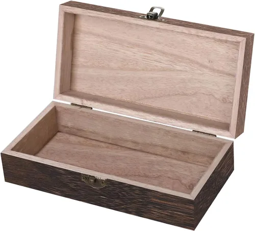 Vista 8 de 2 piezas de cajas de madera con tapa con bisagras, caja de madera pequeña, caja de madera vintage, caja de almacenamiento de madera, cajas