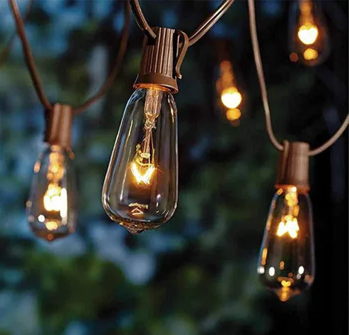 Vista 8 de GOOTHY - Juego de luces de cadena para exteriores de 10 pies con 11 bombillas Edison transparentes (1 de repuesto) - Base C9/E17, luces de patio
