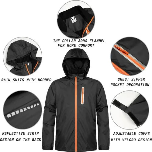 Vista 3 de JAEZZIY Trajes de lluvia para hombre impermeables