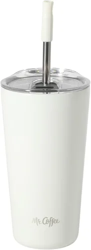 Vista 9 de Mr. Coffee Java Quest - Vaso térmico de acero inoxidable de doble pared de 16 onzas con tapa y popote reutilizable, con aislamiento térmico