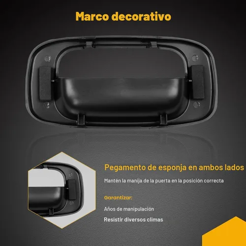 Vista 4 de Gledewen Pestillo de mango de puerta trasera y moldura de bisel con clips de varilla para Chevy Silverado GMC Sierra 1999-2007 1500 2500 3500