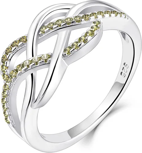 Vista 20 de YL Anillos de nudo celta de plata de ley 925, anillo de nudo torcido, piedra natal, joyería para mujer, talla 5 01-Granate-Enero