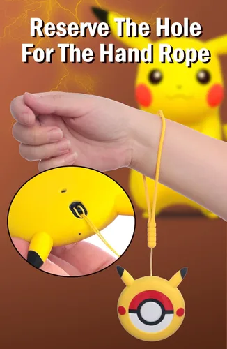Vista 5 de Funda de silicona para Pokémon GO Plus +, funda protectora para Pokémon GO Plus + 2023 con correa para la muñeca - Amarillo