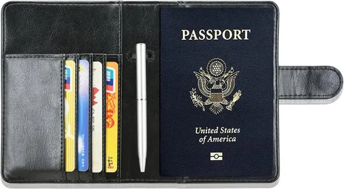 Vista 5 de Funda para pasaporte ACdream, piel de calidad superior, cartera con bloqueo RFID