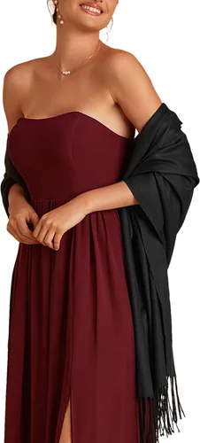 Vista 2 de Chales de seda Pashmina para mujer, como regalos de boda, para la novia, dama de honor, vestimenta de noche