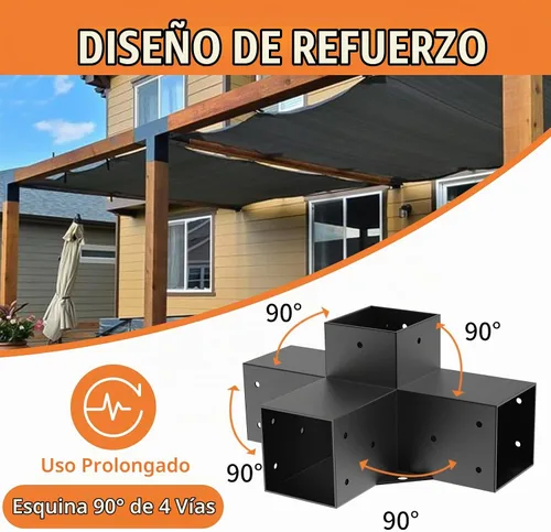 Vista 7 de Woodworks - Soporte de pérgola para pérgola de 4 vías, soporte de esquina de ángulo recto, soporte de madera elevado, paquete de 2 con tornillos
