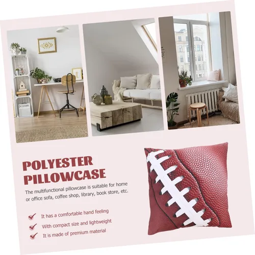 Vista 6 de STOBAZA Funda de almohada deportiva con patrón de rugby, funda de almohada decorativa para sala de estar, lavable y resistente, funda de almohada