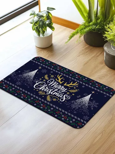 Vista 2 de Tapete de baño de Navidad para bañera, antideslizante, de secado rápido y absorbente, tierra de diatomeas, fregadero de cocina, ducha, tapete