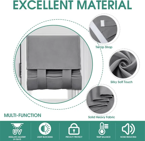 Vista 3 de HOMEIDEAS Cortinas opacas para puerta francesa, cortinas de luz lateral para puerta delantera, 2 paneles, persianas laterales para ventanas