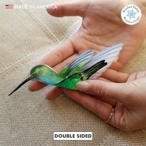 Vista 3 de 4 adhesivos para ventanas de colibrí para seguridad de vidrio en puertas, ventanas y paneles. Calcomanías para evitar golpes de pájaros. Fabricado