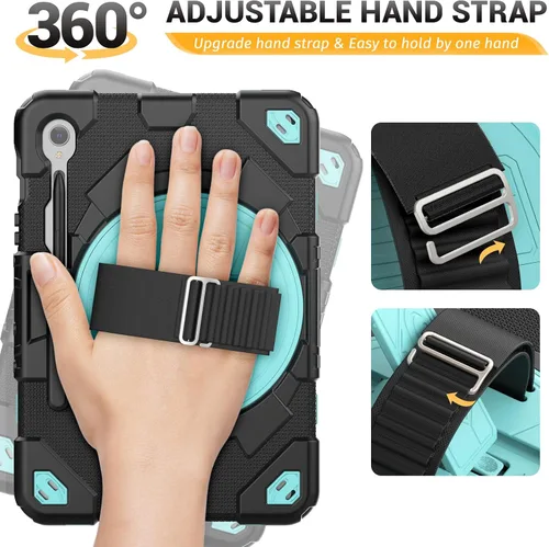 Vista 4 de HXCASEAC Funda resistente para Samsung Galaxy Tab S10 Lite / S10 FE / S9 FE 10.9 pulgadas 5G Soporte para S Pen Protector de pantalla Correa