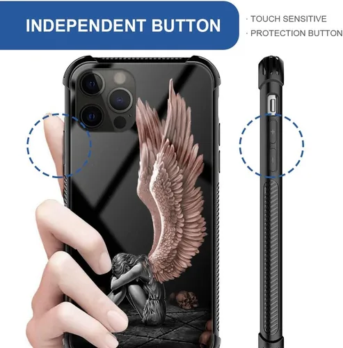 Vista 4 de DAIZAG Funda compatible con iPhone 12 Pro Max, diseño de personalidad de alas de ángel con protección contra golpes y arañazos para iPhone 12 Pro