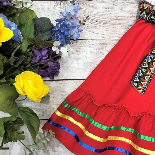 Vista 5 de unik Vestido de fiesta tradicional mexicano de cinco de mayo para niña, talla 4-14