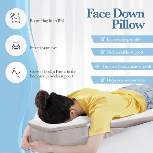 Vista 4 de Almohada boca abajo para dormir, Almohada propensa de espuma, Posicionador corporal para dormir de lado, Almohada de masaje boca abajo, Almohada BBL