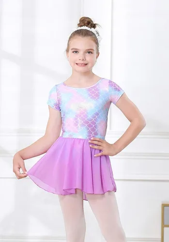 Vista 4 de DIPUG Leotardos de ballet para niñas con falda extraíble, vestido de baile con espalda hueca para niñas