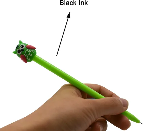 Vista 6 de Maydahui 28 bolígrafos con forma de búho, lindos bolígrafos Kawaii de animales, bolígrafo de escritura de pájaros, tinta de gel negra, accesorios