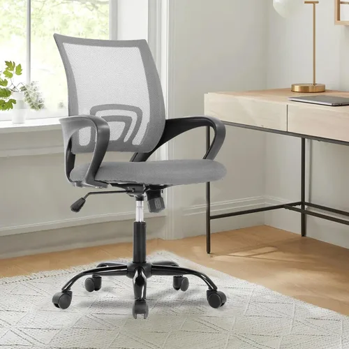 Vista 20 de Silla de escritorio, silla de oficina en casa, sillas de computadora de malla con soporte lumbar y reposabrazos, silla de escritorio ergonómica