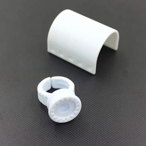 Vista 5 de Pestañas postizas en forma de U Anillo Tira de pestañas postizas Extensión de Pallet Pegamento Holder Set Herramienta de dedo con escala