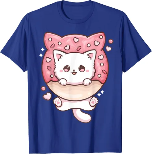 Vista 20 de Camiseta Kawaii Cat Donut Anime Lover Otaku, Negro
